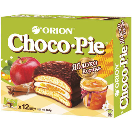 Печенье ORION "Choco Pie Apple-Cinnamon" яблоко корица 360 г (12 штук х 30 г)