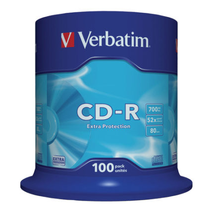 Диски CD-R VERBATIM 700 Mb 52х Cake Box (упаковка на шпиле)