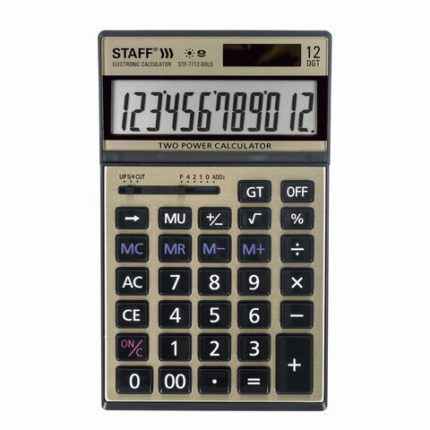 Калькулятор настольный металлический STAFF STF-7712-GOLD (179х107 мм)