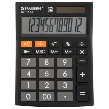 Калькулятор настольный BRAUBERG ULTRA-12-BK (192x143 мм)