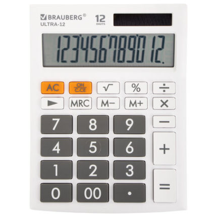Калькулятор настольный BRAUBERG ULTRA-12-WT (192x143 мм)