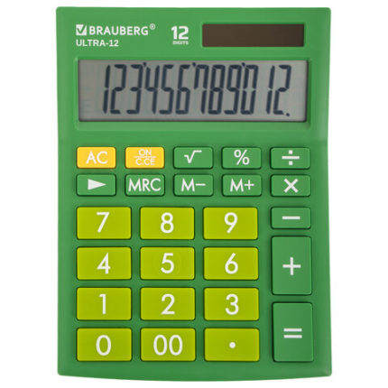 Калькулятор настольный BRAUBERG ULTRA-12-GN (192x143 мм)