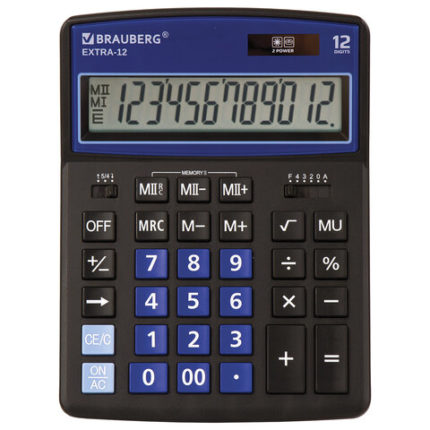 Калькулятор настольный BRAUBERG EXTRA-12-BKBU (206x155 мм)