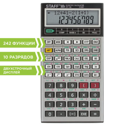Калькулятор инженерный двухстрочный STAFF STF-169 (143х78 мм)