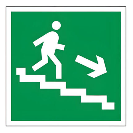Знак эвакуационный "Направление к эвакуационному выходу по лестнице НАПРАВО вниз"