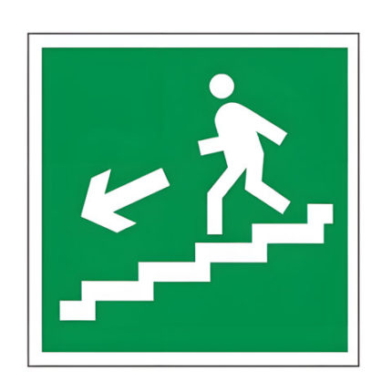 Знак эвакуационный "Направление к эвакуационному выходу по лестнице НАЛЕВО вниз"