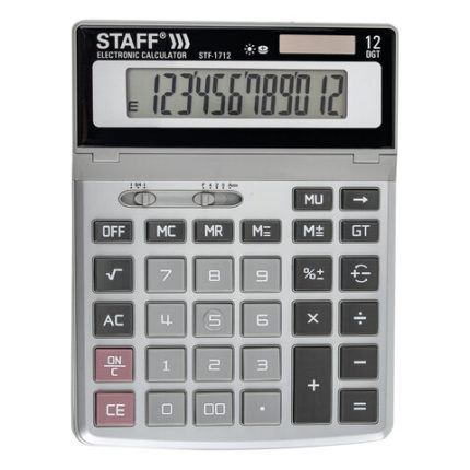 Калькулятор настольный металлический STAFF STF-1712 (200х152 мм)