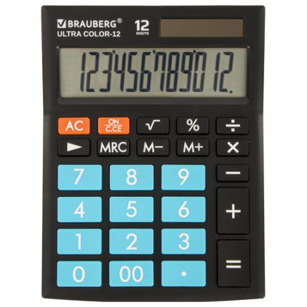 Калькулятор настольный BRAUBERG ULTRA COLOR-12-BKBU (192x143 мм)