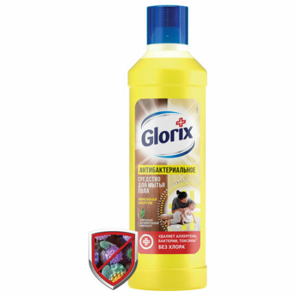 Средство для мытья пола дезинфицирующее 1 л GLORIX (Глорикс) "Лимонная Энергия"