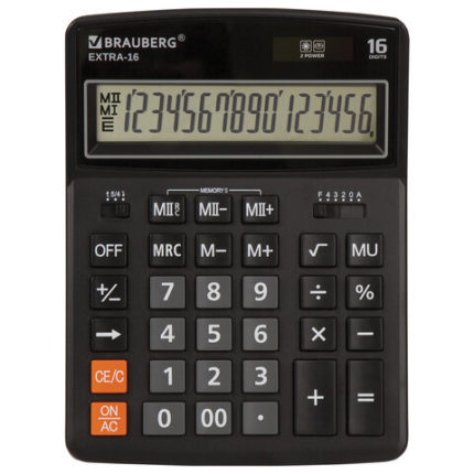 Калькулятор настольный BRAUBERG EXTRA-16-BK (206x155 мм)