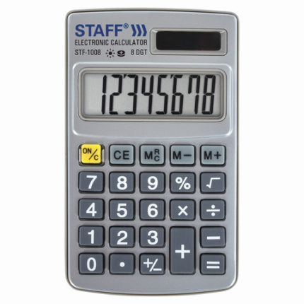 Калькулятор карманный металлический STAFF STF-1008 (103х62 мм)