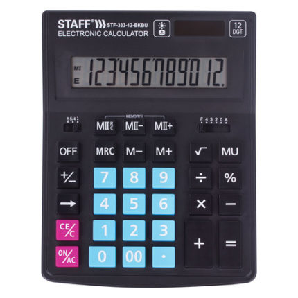 Калькулятор настольный STAFF PLUS STF-333-BKBU ( 200x154 мм) 12 разрядов