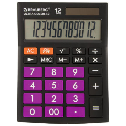 Калькулятор настольный BRAUBERG ULTRA COLOR-12-BKPR (192x143 мм)