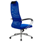 Кресло офисное МЕТТА "SU-B-8" хром, ткань-сетка, сиденье мягкое, синее — изображение 9