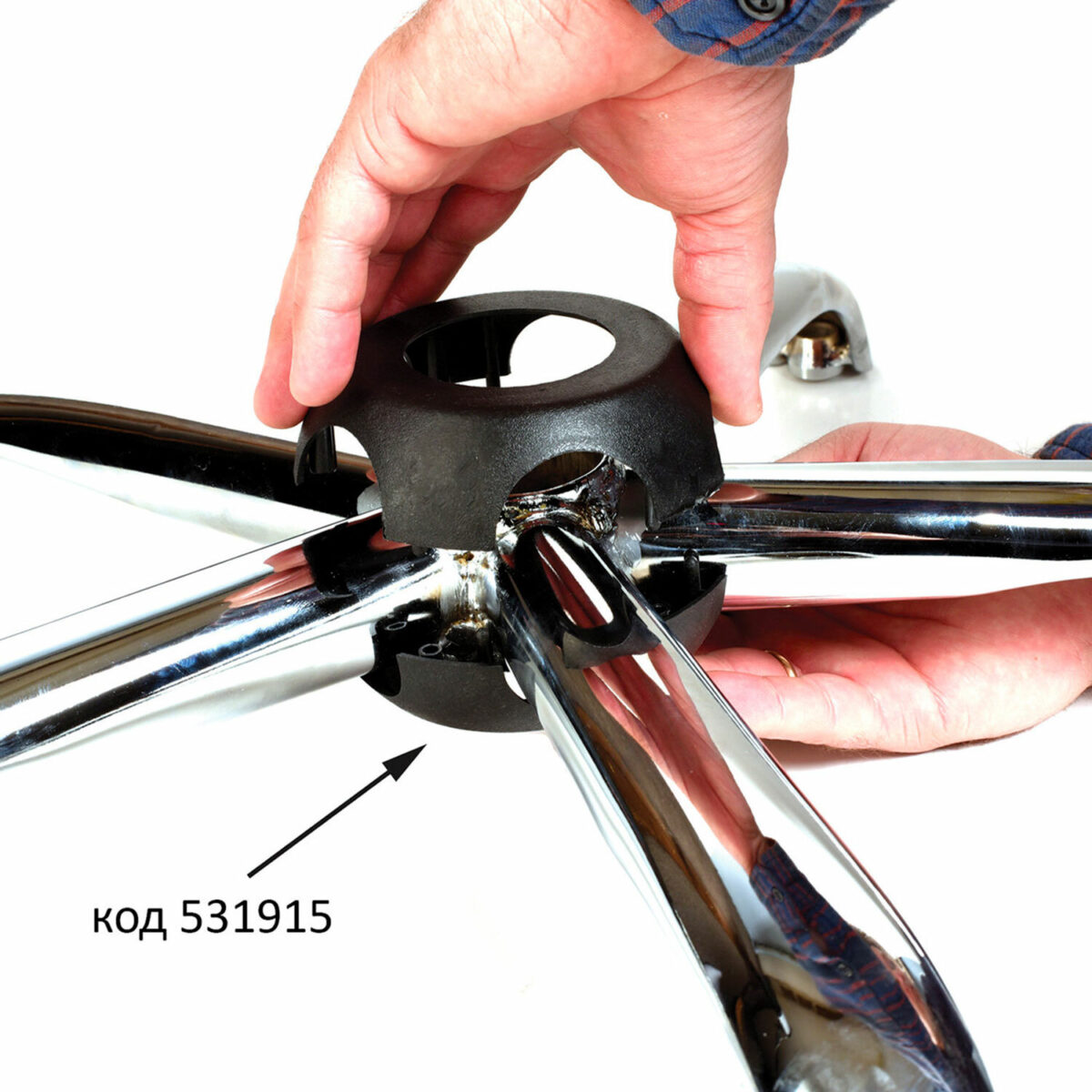 Пятилучие для кресла, нагрузка до 120 кг, диаметр 600 мм, металлическое, хром, 533051 — изображение 4