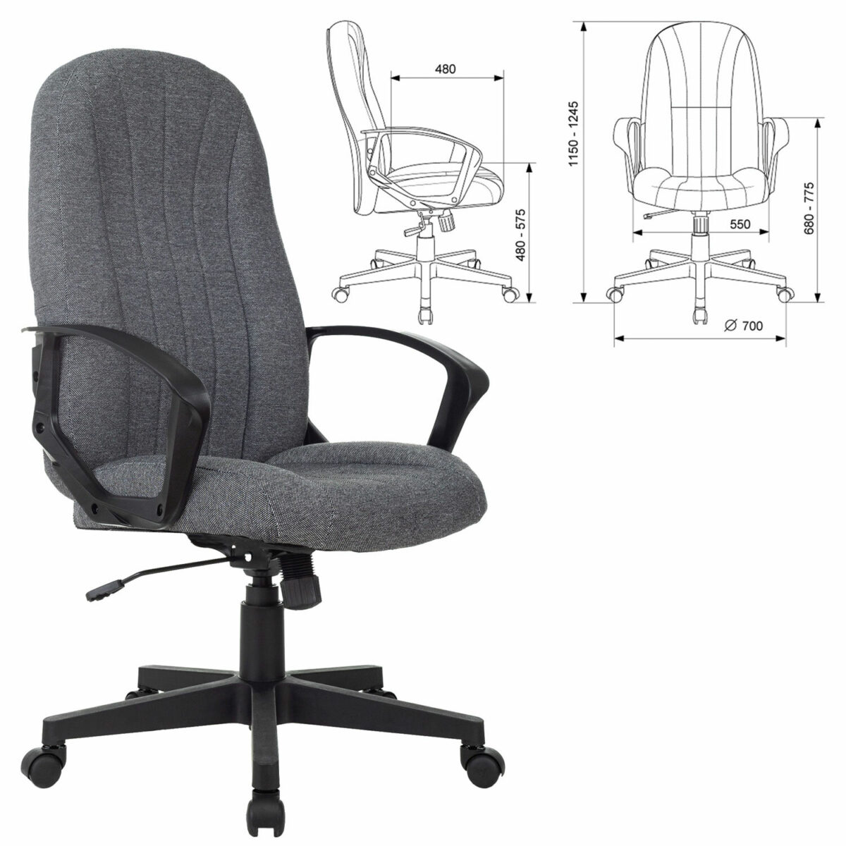 Кресло офисное T-898AXSN, ткань, серое, 1070383 — изображение 2