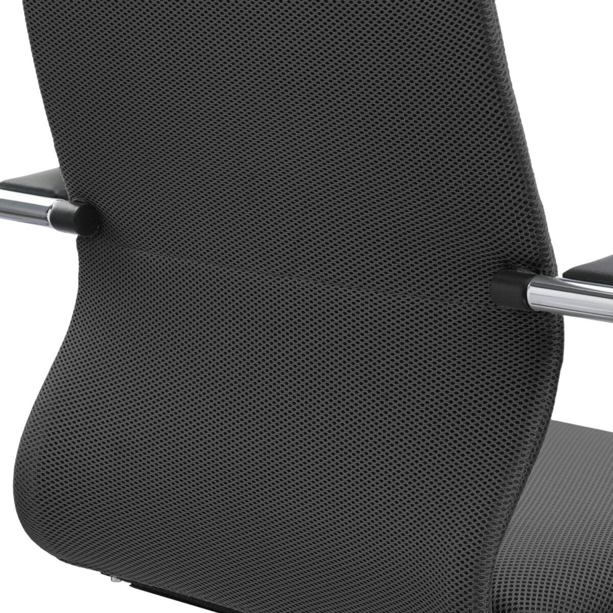 Кресло офисное МЕТТА "SU-B-10" хром, ткань-сетка, сиденье и спинка мягкие, черное — изображение 10