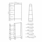 Вешалка-стеллаж "Скандинавия-1", 1470х1100х385 мм, 5 полок, металл/ЛДСП, белая/дуб, ГСС1 Б — изображение 2