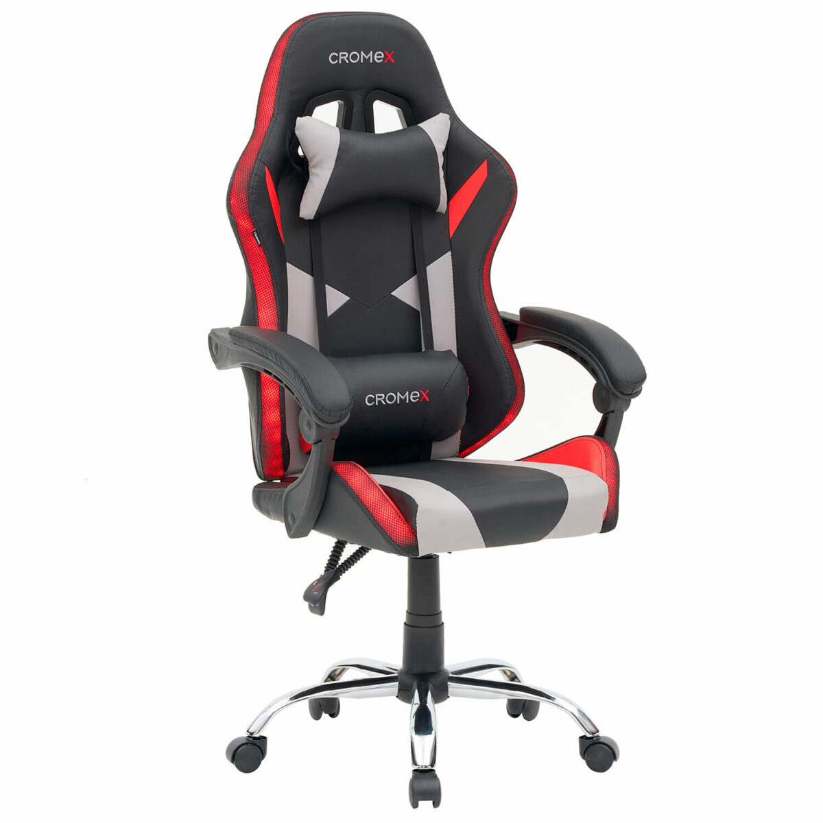 Кресло компьютерное CROMEX (КРОМЕКС) "Quantum GM-155 RGB", подсветка, две подушки, экокожа, черное/красное/серое, 532955 — изображение 20
