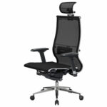 Кресло офисное МЕТТА "SAMURAI" S-3, с подголовником, сверхпрочная ткань-сетка, черное — изображение 7