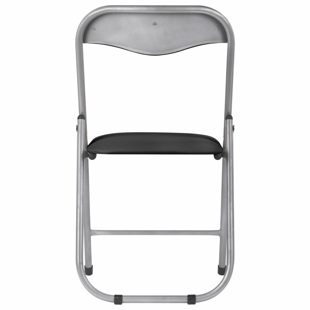 Стул складной для дома и офиса РС04, серебристый каркас, кожзам черный — изображение 4