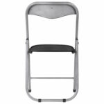 Стул складной для дома и офиса РС04, серебристый каркас, кожзам черный — изображение 4