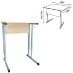 Стол-парта 1-местный регулируемый "Умник", 600х500х640-760 мм, рост 4-6, серый каркас, ЛДСП клён — изображение 3