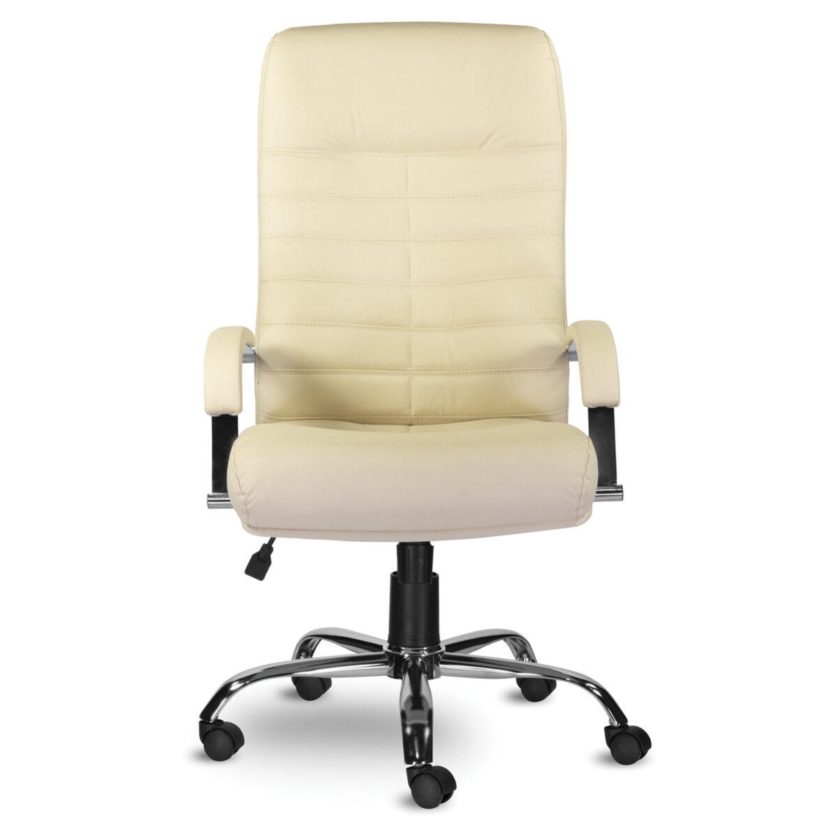 Кресло из натуральной кожи "Орион", хром, монолитный каркас, бежевое — изображение 4