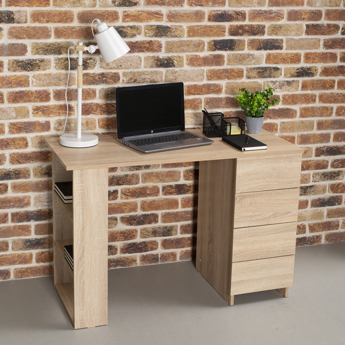 Стол письменный/компьютерный BRABIX "Scandi CD-016", 1100х500х750 мм, 4 ящика, дуб сонома, 641892, ЦБ013707-2 — изображение 3