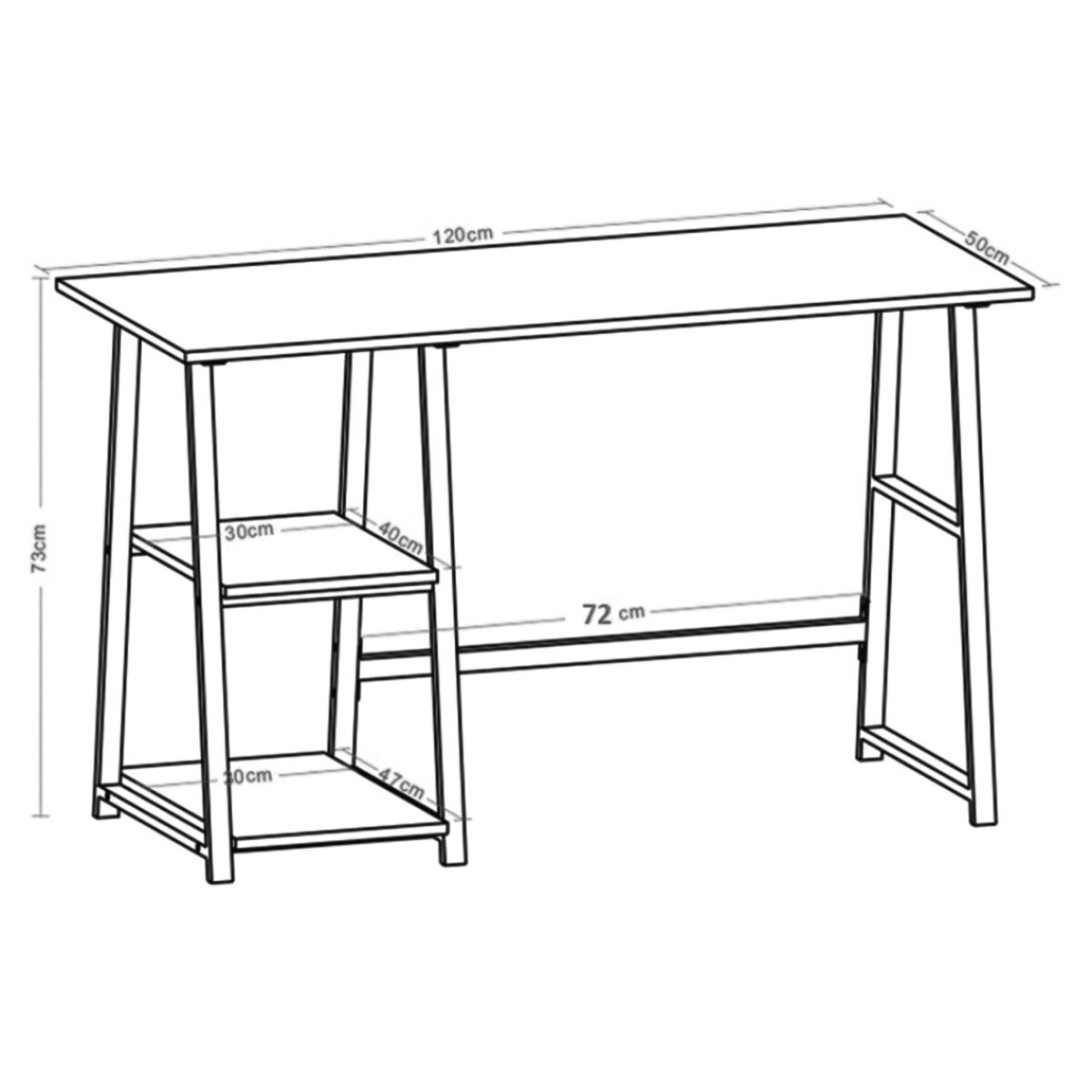 Стол на металлокаркасе BRABIX "LOFT CD-006", 1200х500х730 мм, 2 полки, цвет дуб натуральный, 641226 — изображение 4