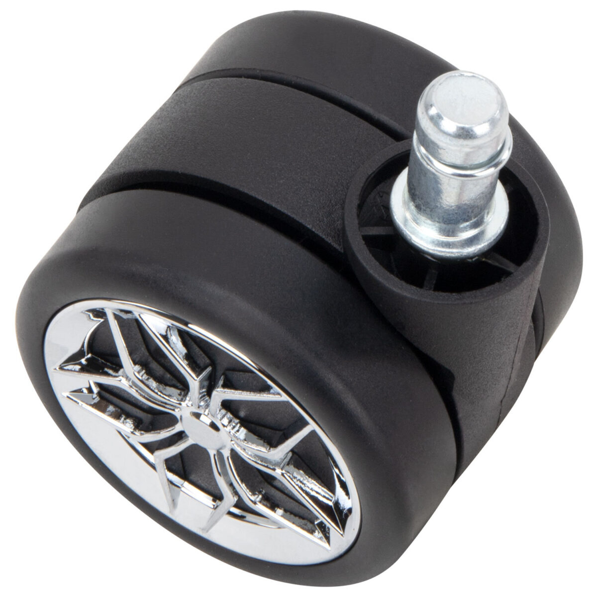 Колеса (ролики) BRABIX для кресла, прорезиненные, ХРОМ, d 60 мм, КОМПЛЕКТ 5 шт., шток d 11 мм, черные, короб, 533088 — изображение 4