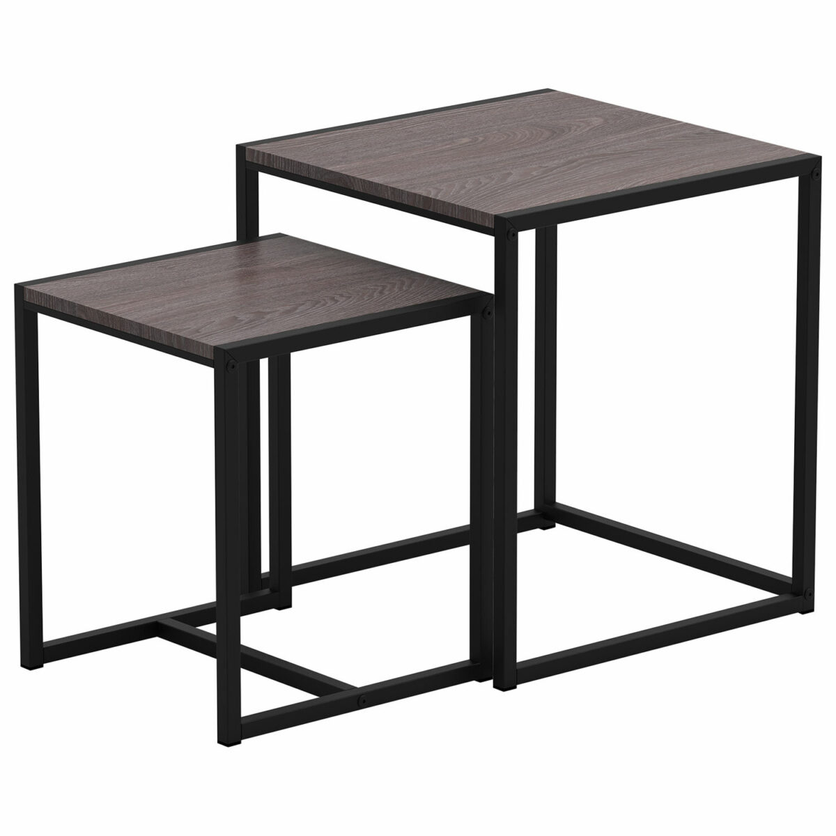 Стол журнальный "Терса", 490х490х560/390х390х460 мм, КОМПЛЕКТ 2 шт., металл/ЛДСП ясень шимо темный — изображение 1