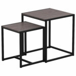 Стол журнальный "Терса", 490х490х560/390х390х460 мм, КОМПЛЕКТ 2 шт., металл/ЛДСП ясень шимо темный