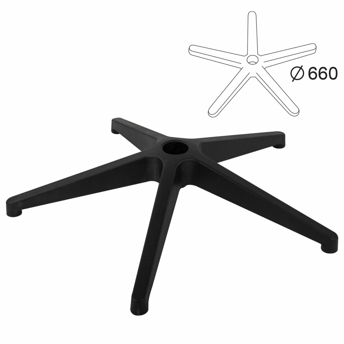 Пятилучие для кресла, нагрузка до 120 кг, диаметр 660 мм, пластиковое, черное, 533053 — изображение 1