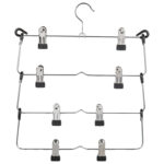 Вешалка-плечики качели, 4 секции, металлическая, с клипсами для юбок и брюк, BRABIX, 607472