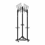 Вешалка на колесах на 15 крючков с держателем для зонтов "Гардикс-3К", металл, черная