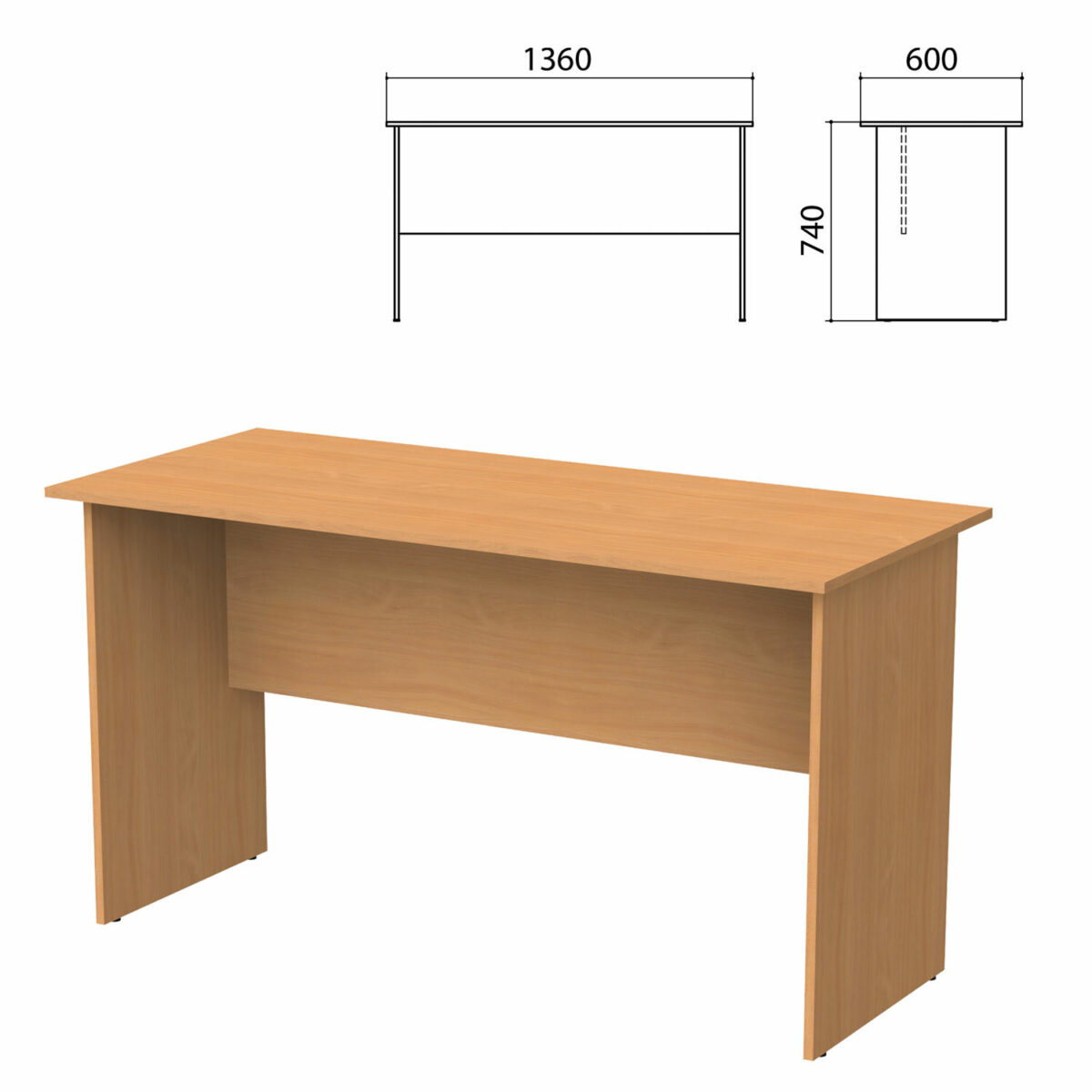 Стол письменный "Бюджет", 1360х600х740 мм, груша ароза, 402661-336 — изображение 1
