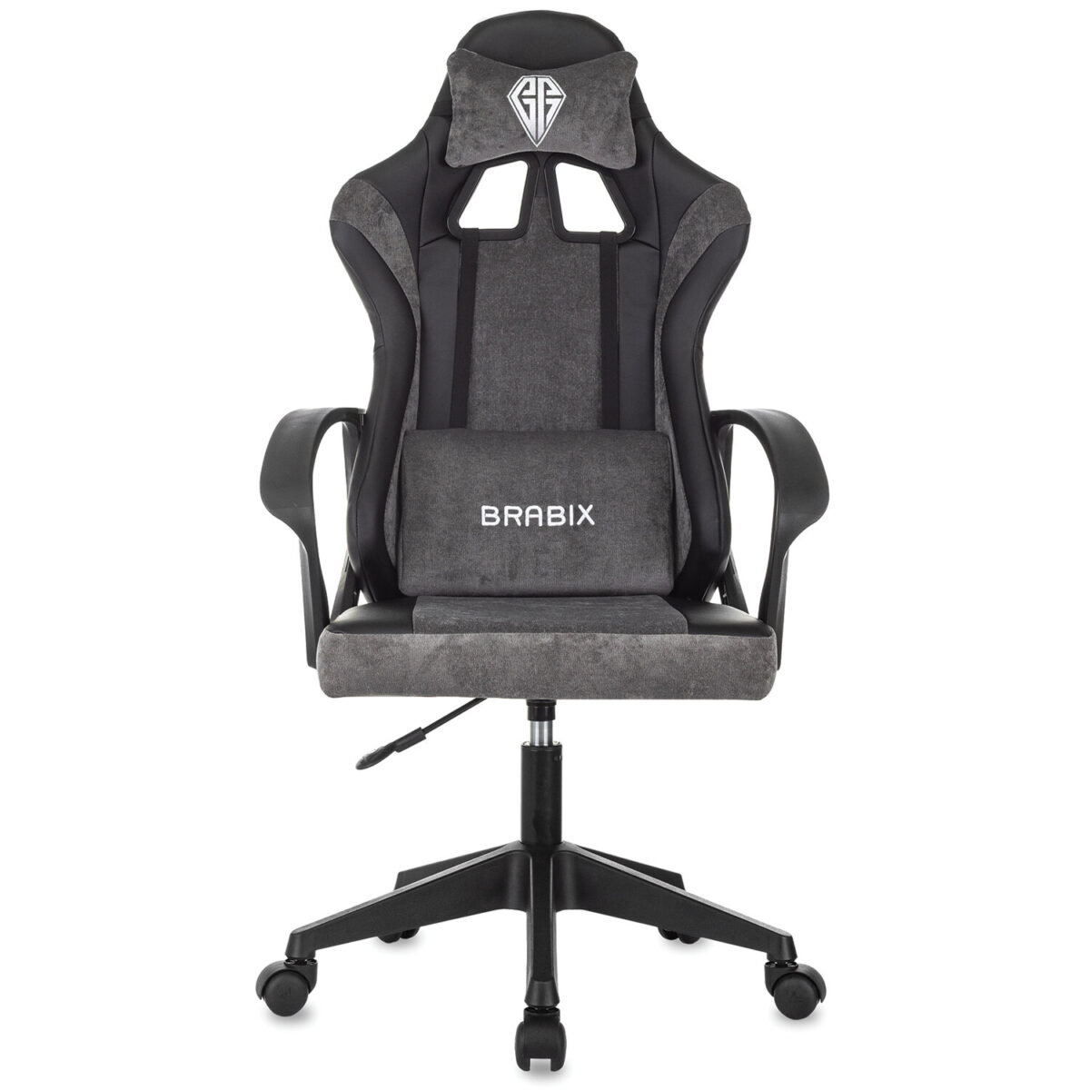 Кресло компьютерное BRABIX "Forcer GM-127", 2 подушки, экокожа/велюр, черное/серое, 533216 — изображение 3