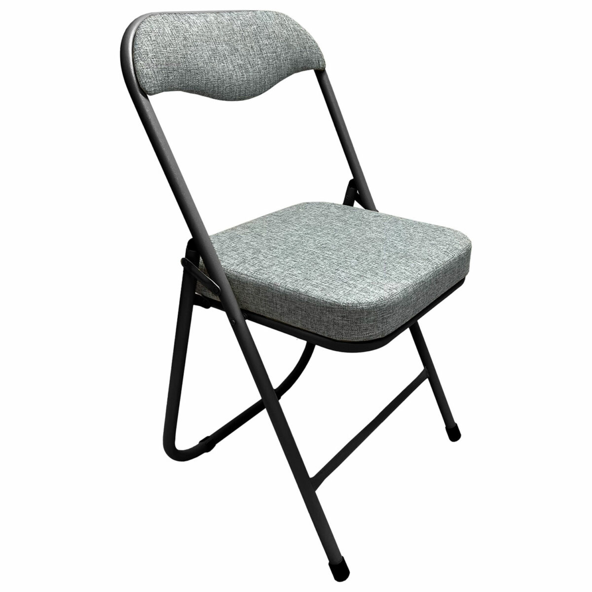Стул складной для дома и офиса РС04К комфорт, черный каркас, рогожка светло-серая — изображение 1