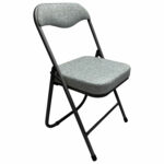 Стул складной для дома и офиса РС04К комфорт, черный каркас, рогожка светло-серая