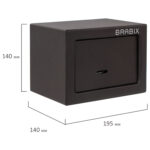 Сейф мебельный BRABIX "SF-140KL", 140х195х140 мм, ключевой замок, черный, 291140, S103BR210114 — изображение 2