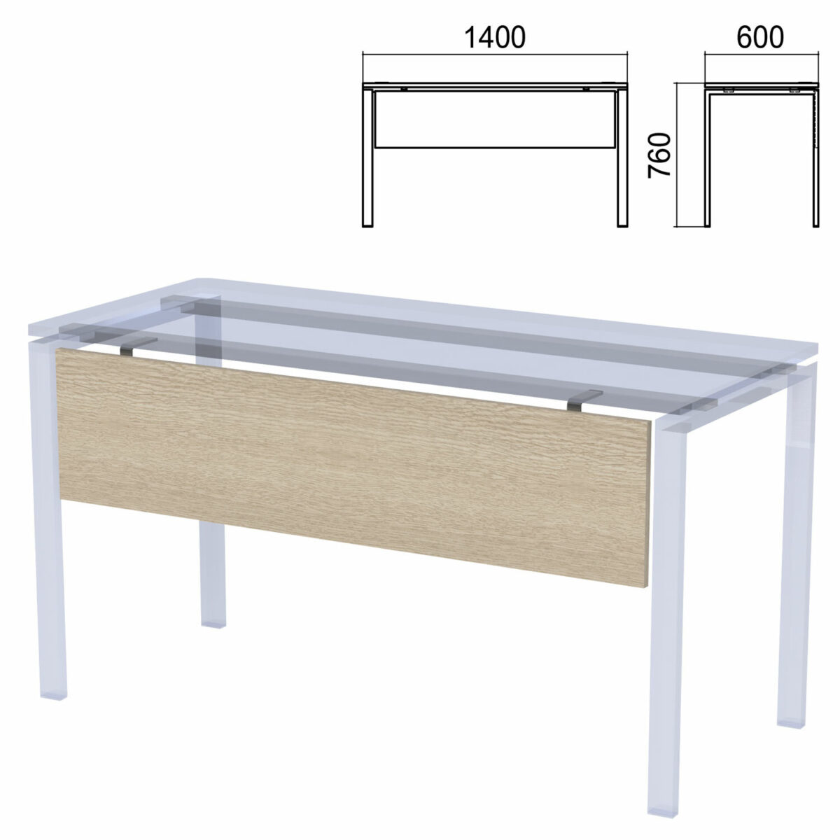 Царга к столам на металлокаркасе "Арго", шириной 1400 мм, ясень шимо — изображение 1
