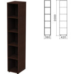 Шкаф (стеллаж) "Приоритет", 360х420х2000 мм, 4 полки, венге, К-932, К-932 венге