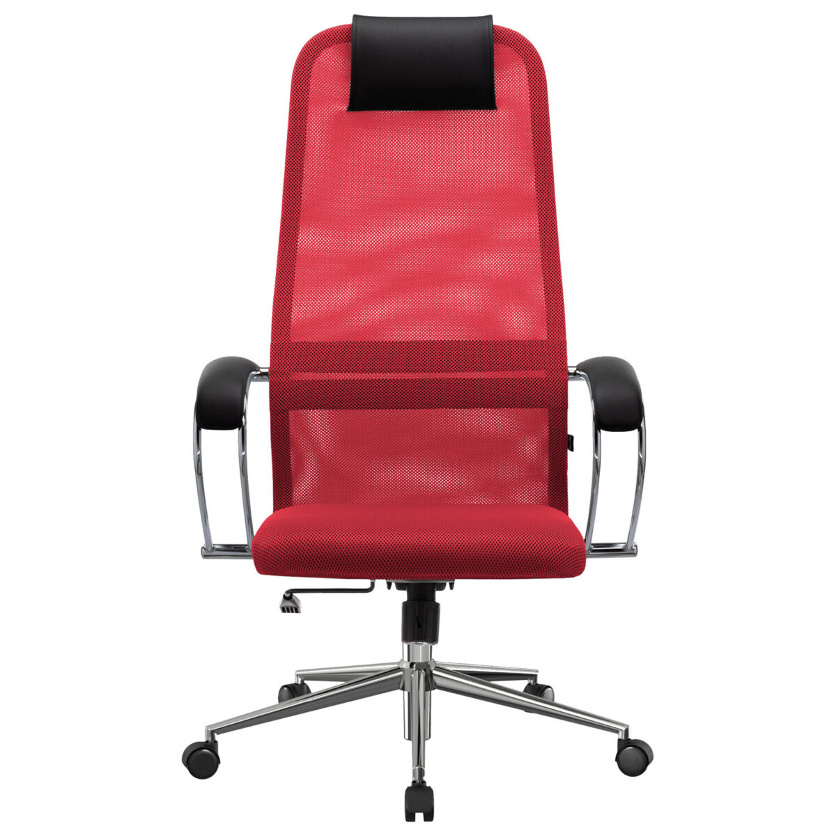 Кресло офисное МЕТТА "SU-B-8" хром, ткань-сетка, сиденье мягкое, красное — изображение 7