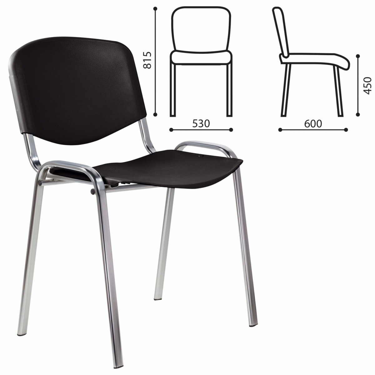 Стул STAFF "Iso Plast CF-009", хром каркас, пластик черный, 532571 — изображение 2