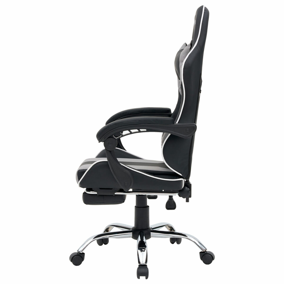 Кресло компьютерное CROMEX (КРОМЕКС) "Wave GM-145", вибромассаж, подножка, подушки, экокожа, черное/серое, 532956 — изображение 6