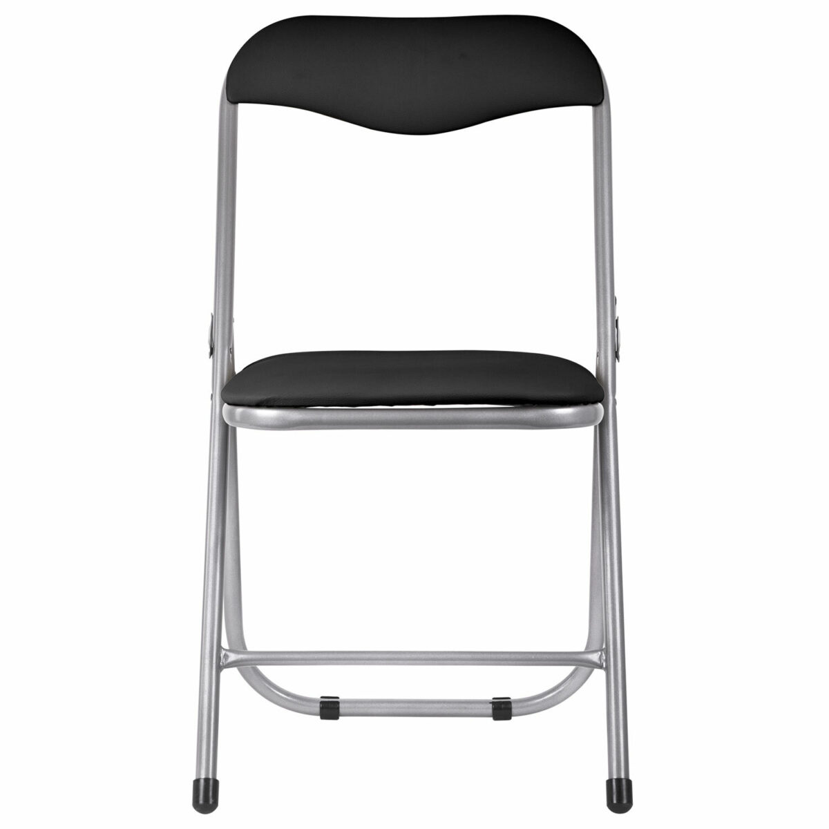 Стул складной для дома и офиса РС04, серебристый каркас, кожзам черный — изображение 3