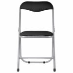 Стул складной для дома и офиса РС04, серебристый каркас, кожзам черный — изображение 3