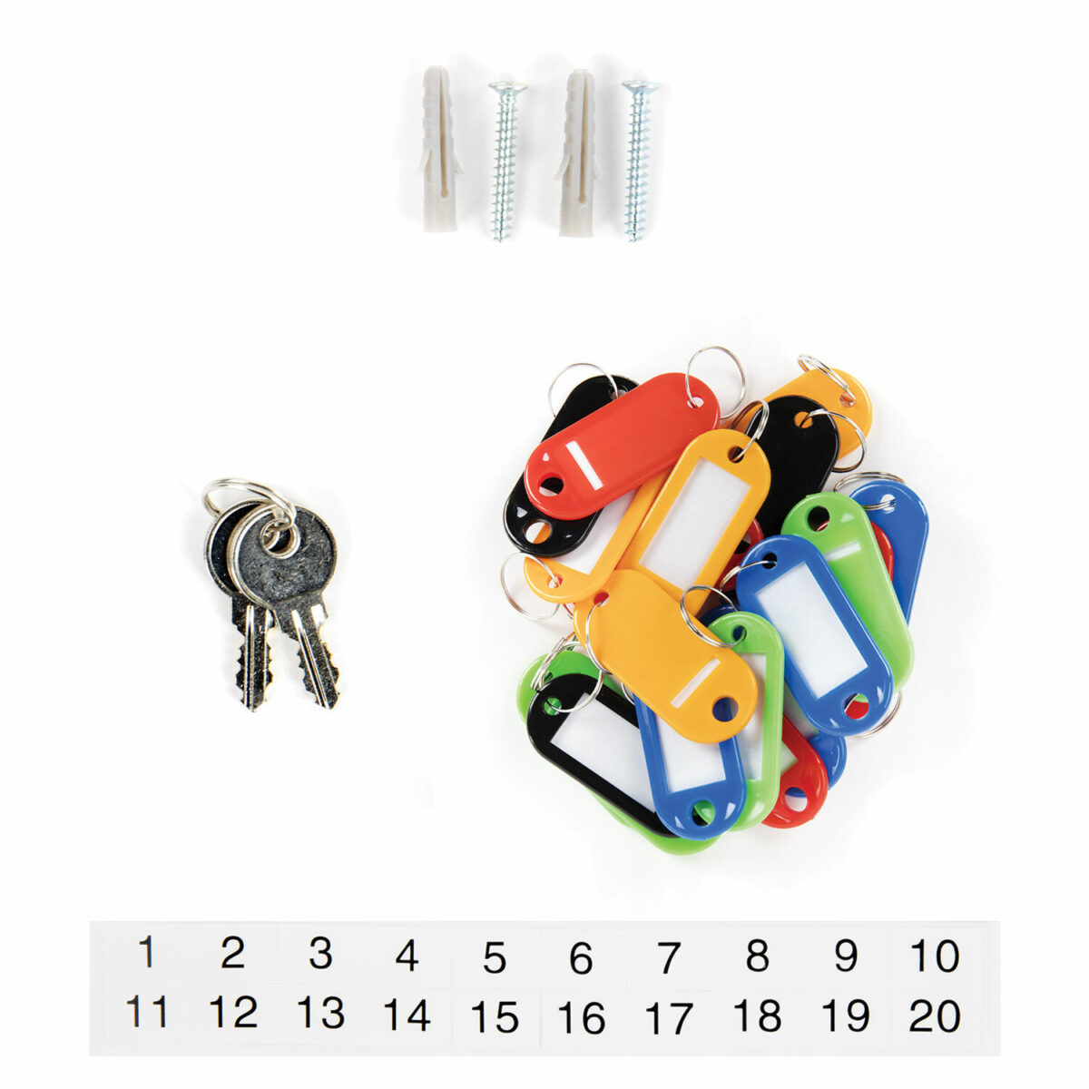 Шкафчик (Ключница) на 20 ключей BRAUBERG, 200х160х80 мм, с замком, +20 брелоков, серый, 290337 — изображение 6