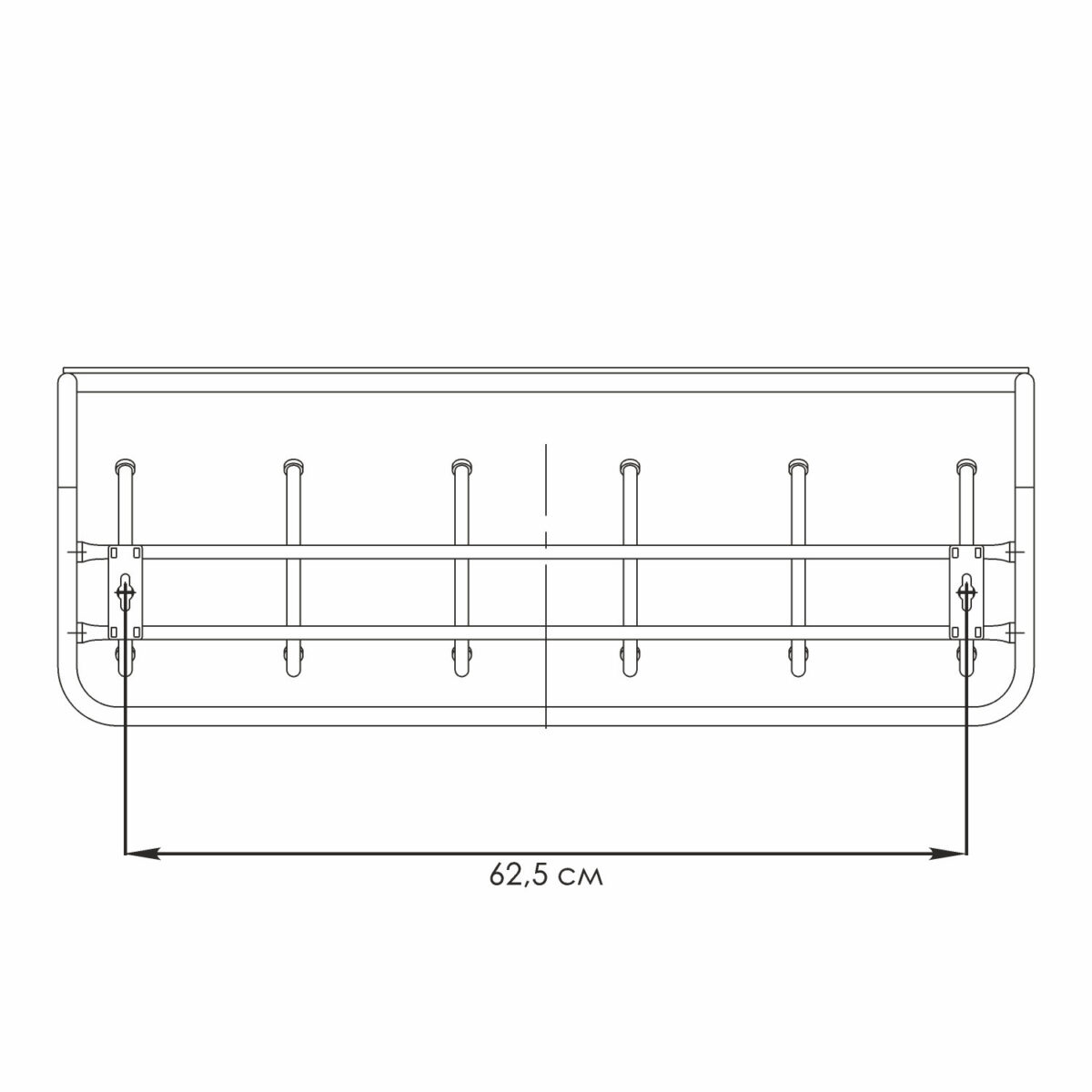 Вешалка настенная с полкой "ВСП7", 265х725х220 мм, 6 крючков, металл, черная, ВСП 7 Ч — изображение 4